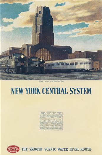 LESLIE RAGAN (1897-1972) & JOHN F. GOULD (1906-1996). NEW YORK CENTRAL SYSTEM. Group of four calendars. 1951-1954. Each approximately 2